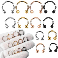 Wholesale 1 Piece Nose Rings Studs Vacation U Shape 304 Stainless Steel Plating Zircon 18K Gold Plated - ChicMeto