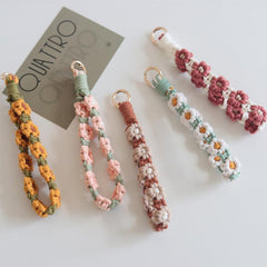 Wholesale 1 Piece Original Design Flower Cotton String Knitting Bag Pendant Keychain - ChicMeto