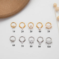 Wholesale 1 Piece Punk Solid Color 316 Stainless Steel Copper Plating Inlay Zircon Nose Rings & Studs - ChicMeto