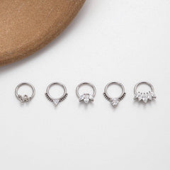 Wholesale 1 Piece Punk Solid Color 316 Stainless Steel Copper Plating Inlay Zircon Nose Rings & Studs - ChicMeto