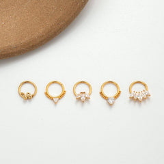 Wholesale 1 Piece Punk Solid Color 316 Stainless Steel Copper Plating Inlay Zircon Nose Rings & Studs - ChicMeto