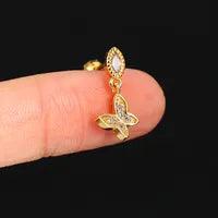 Wholesale 1 Piece Simple Classic Style Geometric Butterfly Inlay Copper Zircon Ear Studs - ChicMeto