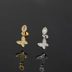 Wholesale 1 Piece Simple Classic Style Geometric Butterfly Inlay Copper Zircon Ear Studs - ChicMeto