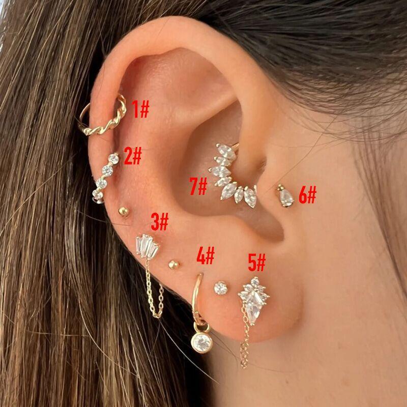 Wholesale 1 Piece Simple Classic Style Geometric Copper Ear Studs - ChicMeto