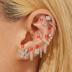 Wholesale 1 Piece Simple Classic Style Heart Shape Butterfly Inlay Copper Zircon Ear Studs - ChicMeto