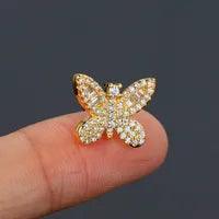 Wholesale 1 Piece Simple Classic Style Heart Shape Butterfly Inlay Copper Zircon Ear Studs - ChicMeto