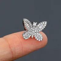 Wholesale 1 Piece Simple Classic Style Heart Shape Butterfly Inlay Copper Zircon Ear Studs - ChicMeto