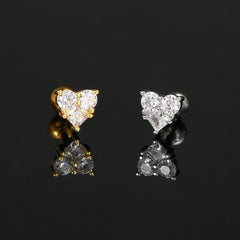 Wholesale 1 Piece Simple Classic Style Heart Shape Butterfly Inlay Copper Zircon Ear Studs - ChicMeto