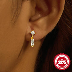 Wholesale 1 Piece Simple Style Geometric Plating Inlay Sterling Silver Opal Zircon Ear Studs - ChicMeto