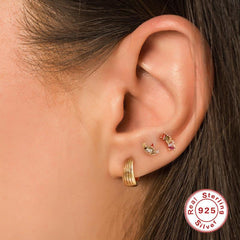 Wholesale 1 Piece Simple Style Geometric Plating Inlay Sterling Silver Zircon Ear Studs - ChicMeto