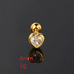 Wholesale 1 Piece Simple Style Heart Shape Plating Inlay Stainless Steel Copper Zircon White Gold Plated Ear Studs - ChicMeto