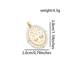 Wholesale 1 Piece Simple Style Human Angel Tree Copper Pearl Plating Carving Pendant Jewelry Accessories - ChicMeto