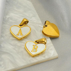 Wholesale 1 Piece Stainless Steel Shell Letter Heart Shape Polished Pendant - ChicMeto