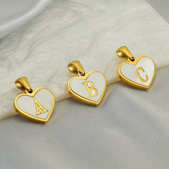 Wholesale 1 Piece Stainless Steel Shell Letter Heart Shape Polished Pendant - ChicMeto