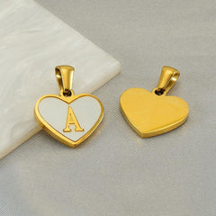 Wholesale 1 Piece Stainless Steel Shell Letter Heart Shape Polished Pendant - ChicMeto