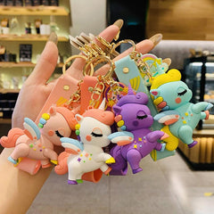 Wholesale 1 Piece Sweet Unicorn PVC Metal Women's Keychain - ChicMeto