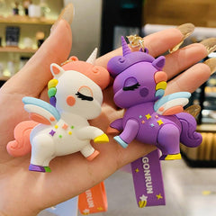 Wholesale 1 Piece Sweet Unicorn PVC Metal Women's Keychain - ChicMeto