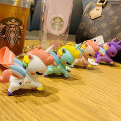 Wholesale 1 Piece Sweet Unicorn PVC Metal Women's Keychain - ChicMeto