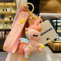 Wholesale 1 Piece Sweet Unicorn PVC Metal Women's Keychain - ChicMeto