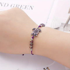 Wholesale 12pcs Butterfly Turtle Charm Bracelets Crystal Beads Adjustable for Summer - ChicMeto