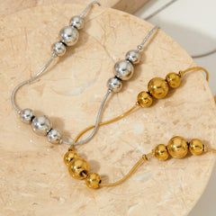 Wholesale 304 Stainless Steel 14K Gold Plated White Gold Plated Gold Plated Casual Beaded Solid Color Necklace - ChicMeto