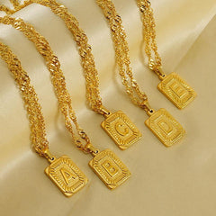 Wholesale 304 Stainless Steel 18K Gold Plated Casual Letter Pendant Necklace - ChicMeto