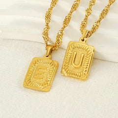 Wholesale 304 Stainless Steel 18K Gold Plated Casual Letter Pendant Necklace - ChicMeto