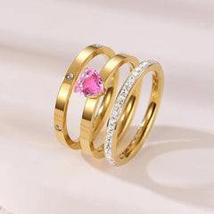 Wholesale 304 Stainless Steel Gold Plated Elegant Simple Style Inlay Heart Shape Zircon Rings - ChicMeto