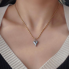 Wholesale 304 Stainless Steel Titanium Steel 18K Gold Plated Basic Modern Style Classic Style Heart Shape Pendant Necklace - ChicMeto