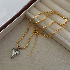 Wholesale 304 Stainless Steel Titanium Steel 18K Gold Plated Basic Modern Style Classic Style Heart Shape Pendant Necklace - ChicMeto