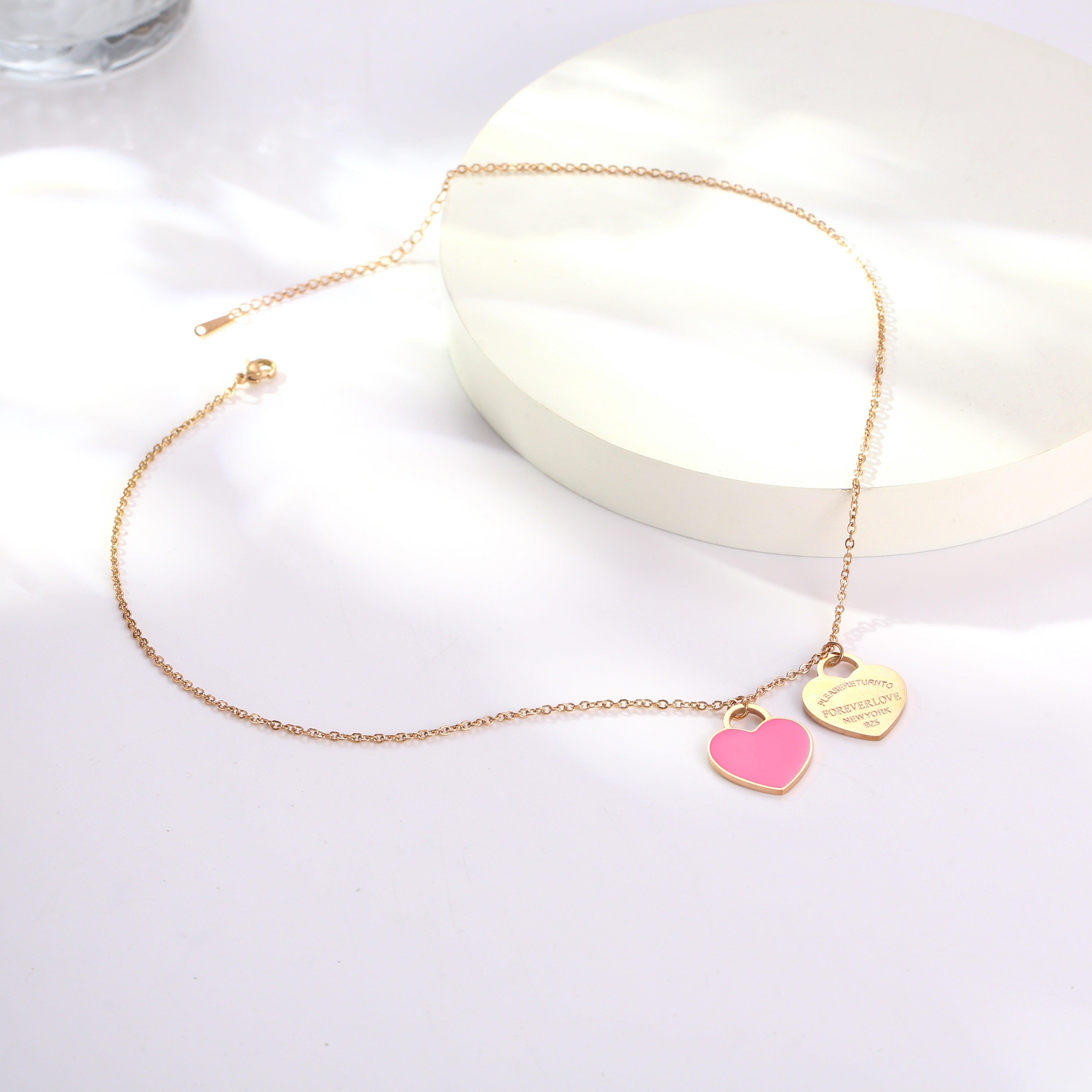 Wholesale 316 Stainless Steel 18K Gold Plated IG Style Cute Sweet Letter Heart Shape Pendant Necklace - ChicMeto