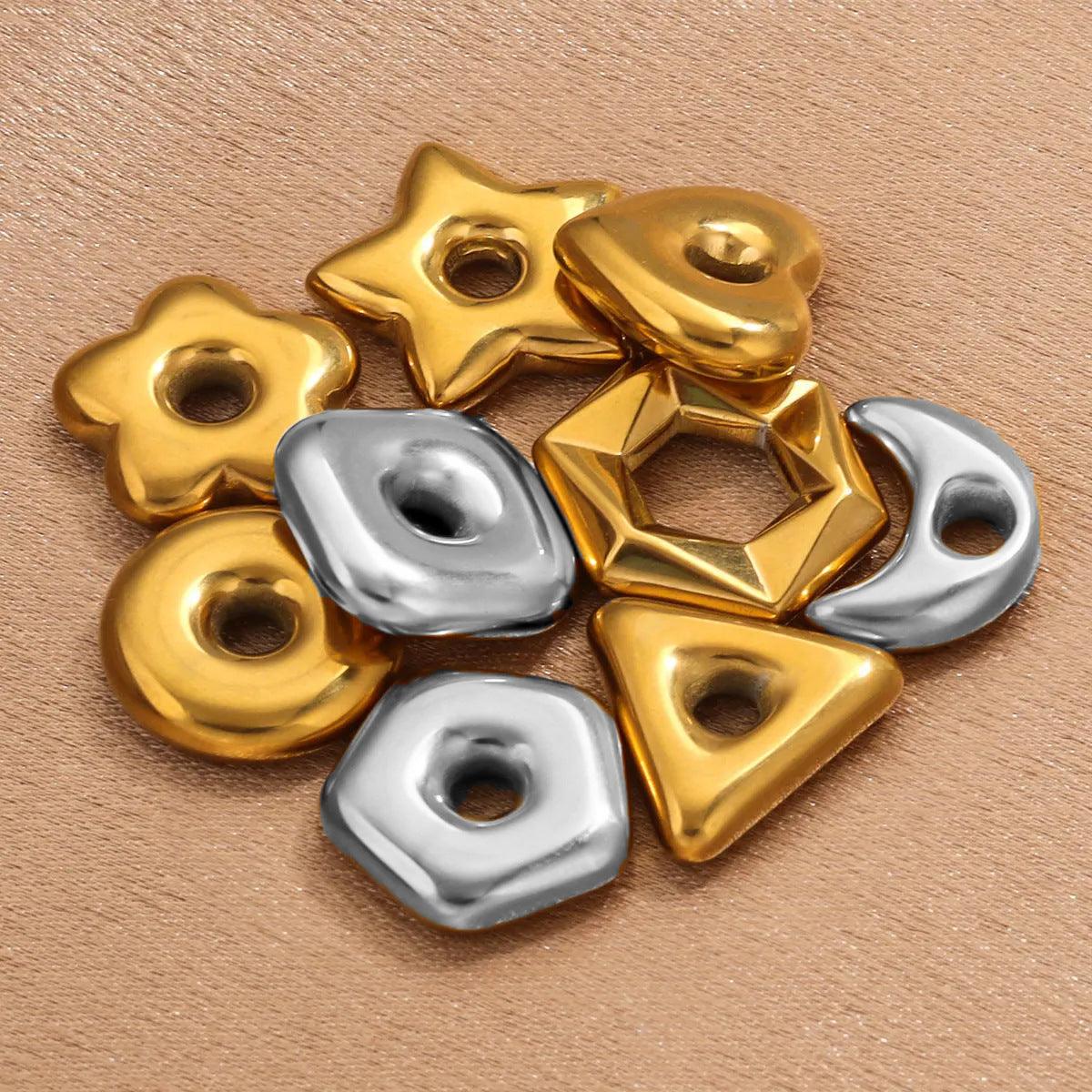 Wholesale 5 Pcs Package Simple Style Solid Color Stainless Steel Plating Beads Jewelry Accessories - ChicMeto