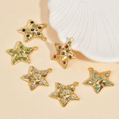 Wholesale 5 Pcs Package Simple Style Star Stainless Steel Plating Inlay Pendant Jewelry Accessories - ChicMeto