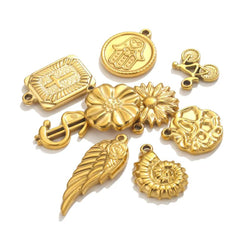 Wholesale 5 Pcs Package Simple Style Wings Flower Shell Stainless Steel Plating Pendant Jewelry Accessories - ChicMeto