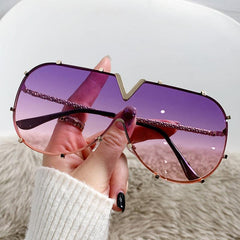 Wholesale Basic Gradient Color PC Square Frameless Women's Sunglasses - ChicMeto