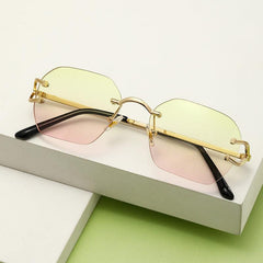 Wholesale Basic Lady Simple Style Solid Color PC Polygon Frameless Women Sunglasses - ChicMeto