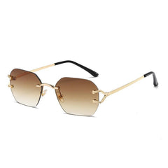 Wholesale Basic Lady Simple Style Solid Color PC Polygon Frameless Women Sunglasses - ChicMeto