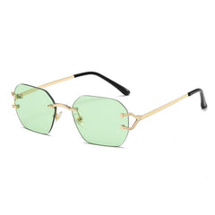 Wholesale Basic Lady Simple Style Solid Color PC Polygon Frameless Women Sunglasses - ChicMeto