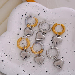 Wholesale Basic Modern Classic Style U Shape Heart Shape Plating Titanium Steel Drop Earrings for Women - ChicMeto