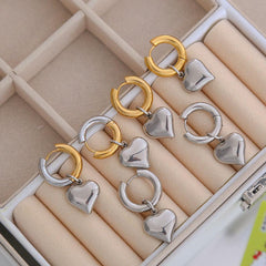 Wholesale Basic Modern Classic Style U Shape Heart Shape Plating Titanium Steel Drop Earrings for Women - ChicMeto