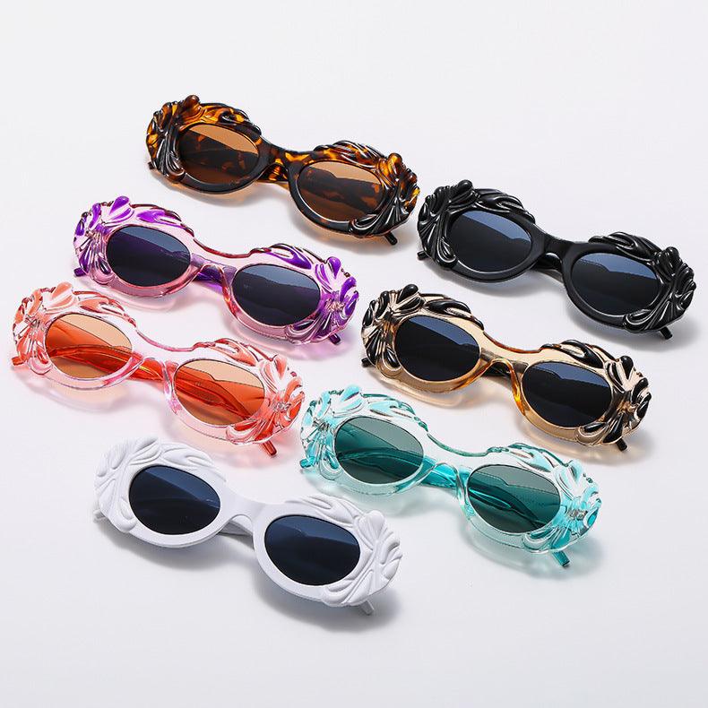 Wholesale Basic Solid Color PC Oval Frame Full Frame Women's Sunglasses - ChicMeto