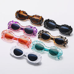 Wholesale Basic Solid Color PC Oval Frame Full Frame Women's Sunglasses - ChicMeto