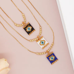 Wholesale Bohemian Geometric Glass Women's Pendant Necklace - ChicMeto