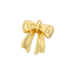 Wholesale Brass Pearl Zircon 18K Gold Plated Bow Knot Polished Pendant - ChicMeto