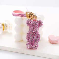 Wholesale Cartoon Style Bear Rhinestone Unisex Bag Pendant Keychain - ChicMeto