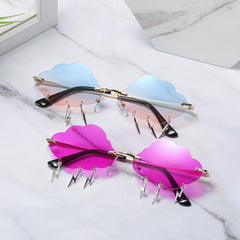 Wholesale Casual Clouds Lightning PC Special-shaped Mirror Frameless Women's Sunglasses - ChicMeto