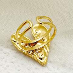 Wholesale Casual Elegant Sweet Heart Shaped Stainless Steel Open Rings Gold Plated - ChicMeto