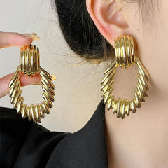 Wholesale Casual Exaggerated Geometric Plating Alloy Drop Earrings - ChicMeto