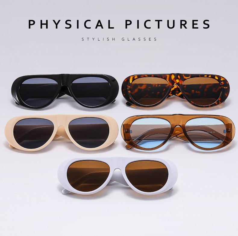 Wholesale Casual Geometric PC Toad Glasses Full Frame Women's Sunglasses - ChicMeto