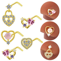 Wholesale Casual Heart Shape Stainless Steel Plating Inlay Zircon Nose Ring - ChicMeto